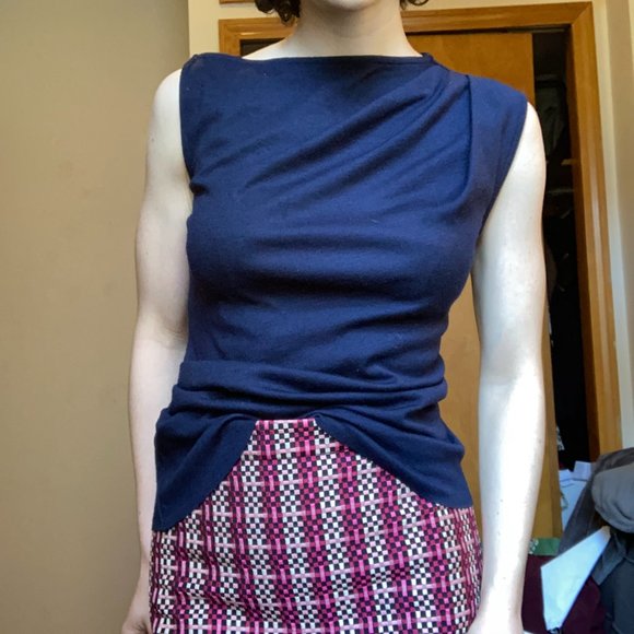 Joseph Sleeveless Ruched Wool Top w/ Shoulder Clasp sz S - Picture 1 of 11